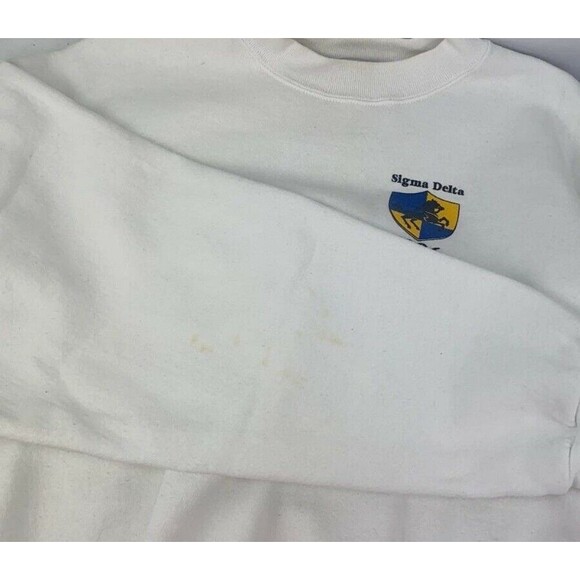 Vintage Delta Sigma 1996 Crewneck Sweatshirt Adult Large White Men's XL ~STAINS~ - Picture 5 of 11